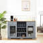 Élégante armoire à buffet, 2 tiroirs, porte-bouteilles en verre et à vin, armoires à portes attrayantes, pour la cuisine et la salle à manger, armoire buffet exquise en chêne bleu avec porte-étagère, salle à manger,