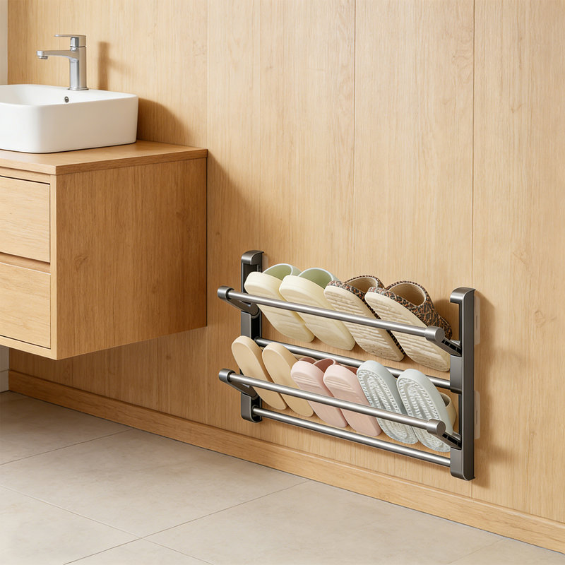 Bathroom Slipper Rack Wall-Mounted Foldable Shoe Rack Slipper Rack for Bathroom Entryway