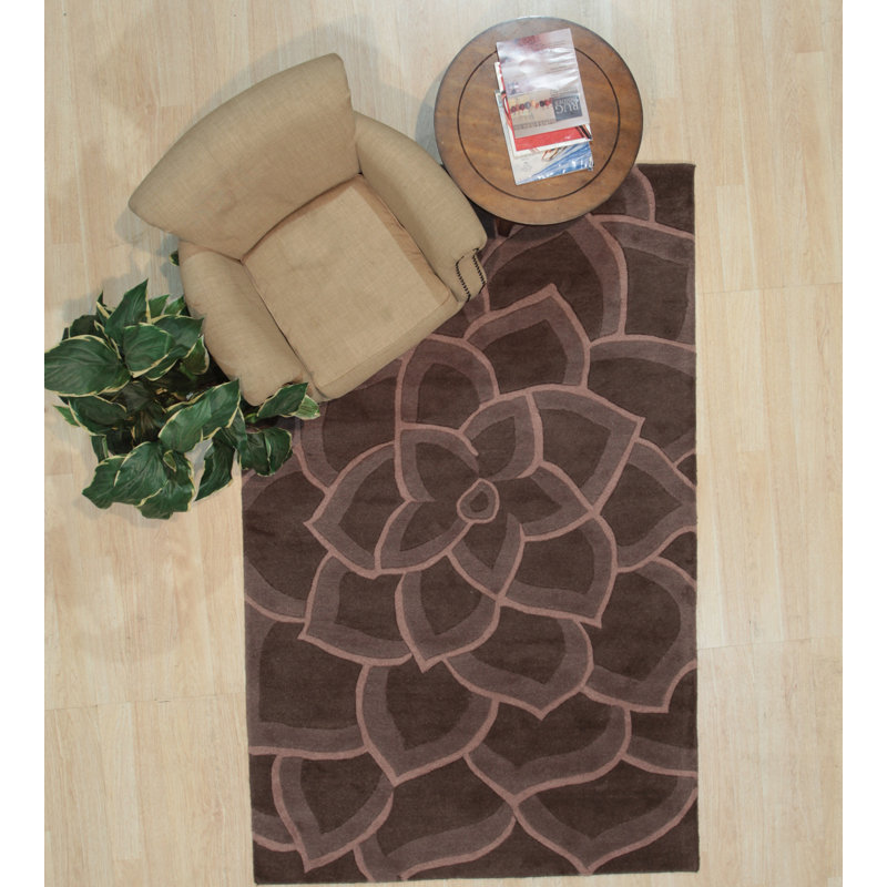 Tapis transitionnel polyvalent en laine touffeté à la main brun Kira