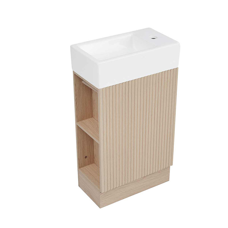 Ensemble de meuble-lavabo simple 18,6 po avec comptoir en céramique, Brun