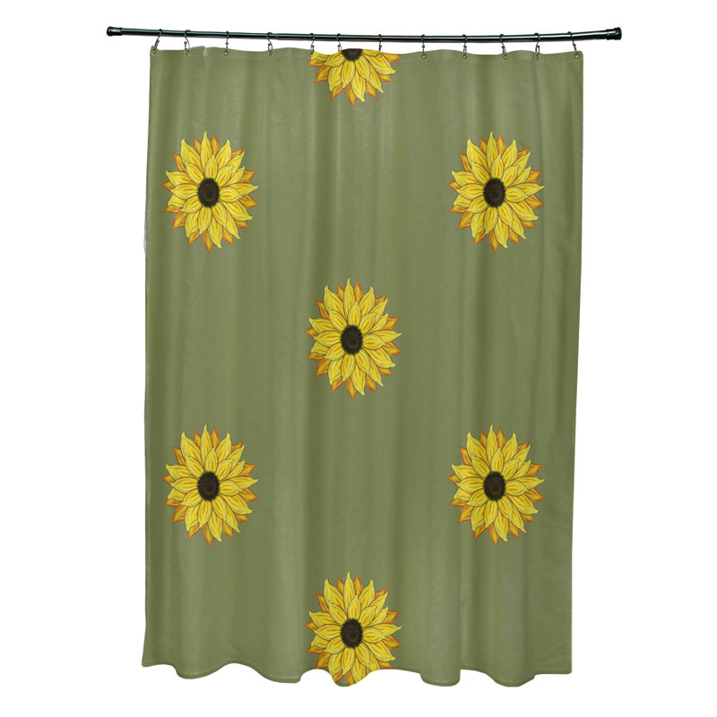 Rideau de douche simple Vieux Floral, Vert