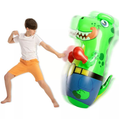 47-Inch Inflatable T-Rex Dinosaur Punching Bag for Kids, Inflatable Punching Toy Exercise Toy with Bounce-Back Action for Indoor Outdoor Fun