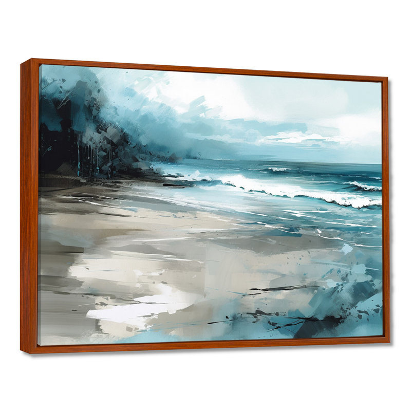 Coastal Waves IV - Imprimé, H 24 po x l 32 po x P 1 po, Cadre flottant brun