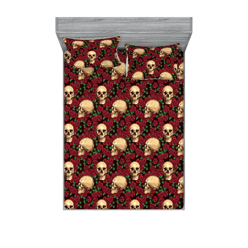 Ensemble de draps et taies décoratives Ambesonne 2 pièces fleurs romantiques écru rose foncé et marron