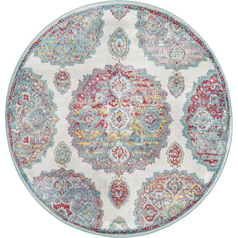 Floral Indoor Rug, Round 5'5"