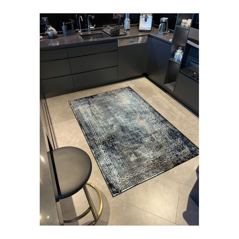 Bordered Creative Pattern Decorative and Washable Area Rug, Square 3'3"