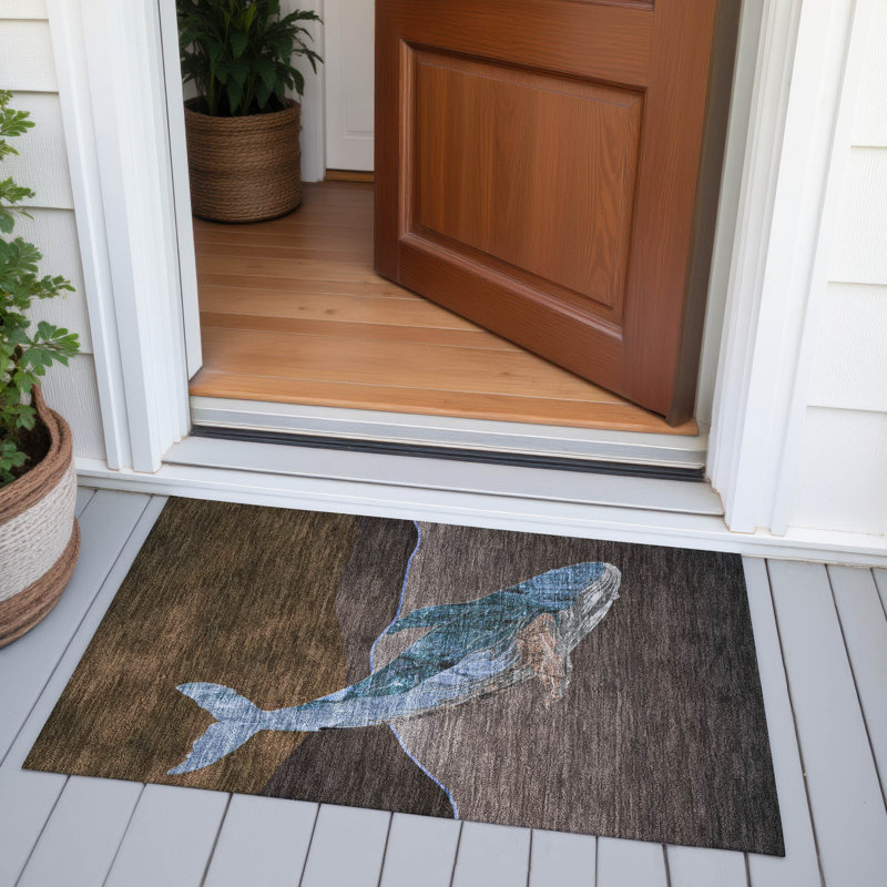 Machine Washable Indoor/Outdoor Xhevrie Brown Rug, Rectangle 1'8" x 2'6"