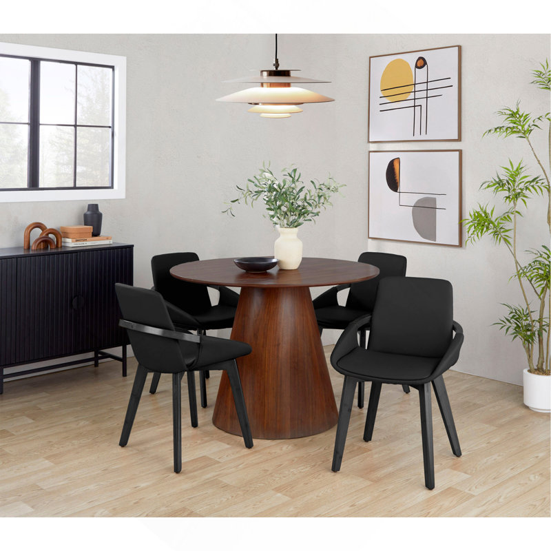 Chaise en bambou et similicuir, Noir
