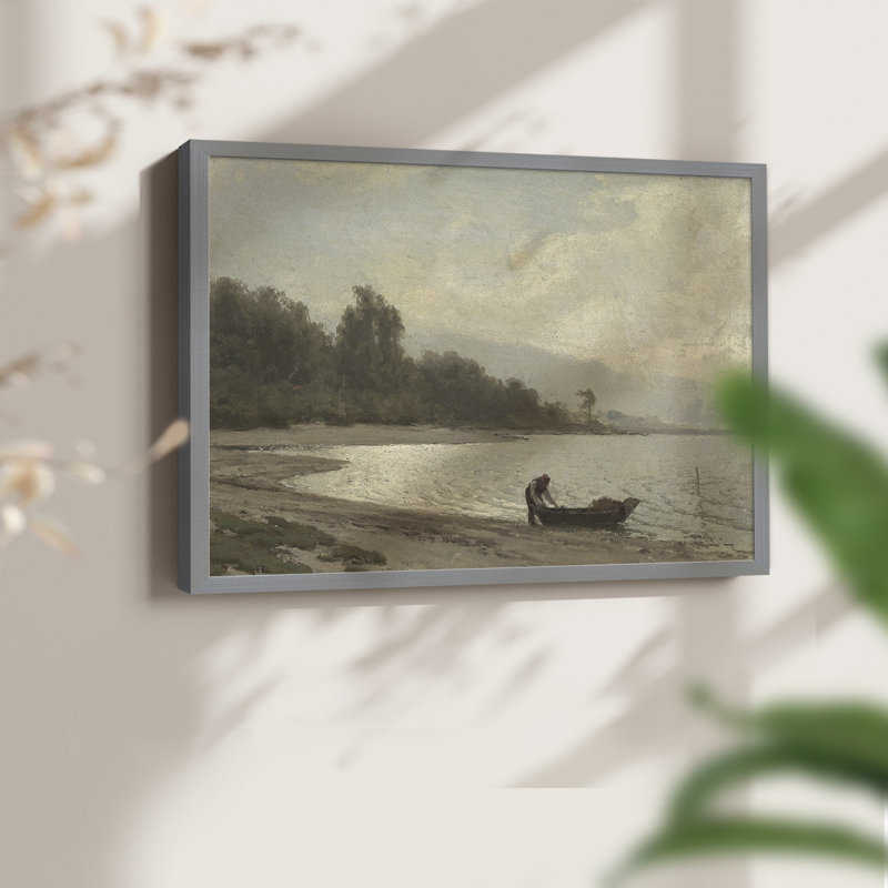 Motif nautique rétro - impression encadrée - réversible, H 11 po x l 14 po, Gris