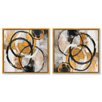 Sepia Orbit Set Canvas Modern Contemporary by Art Remedy