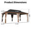Pavillon de jardin d'extérieur à toit rigide en acier à 2 niveaux de 17,8 pi x l 11,9 pi avec protection totale en filet-123856217-123856214