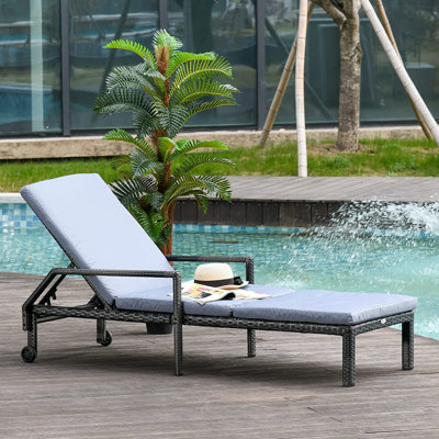 Alegandra 200cm Long Reclining Single Chaise with Cushions