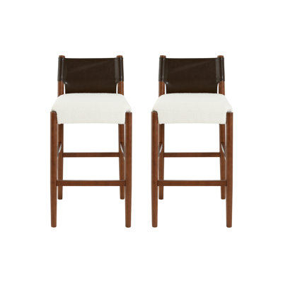 Lewis 28.5" Seat Height Rubberwood Bar Stools With Cushioned Seat
