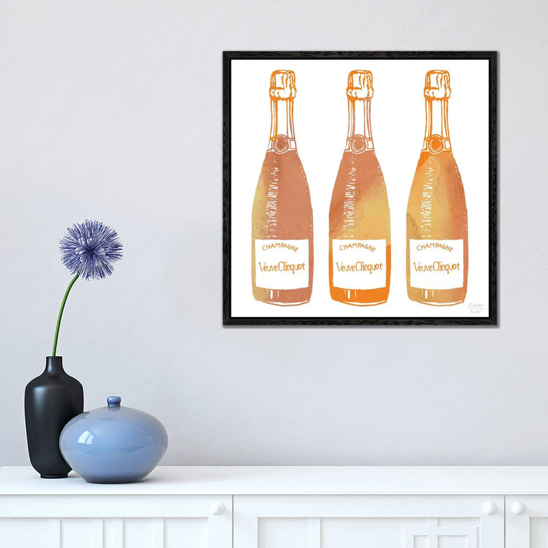 Veuve Cliequot Champagne - Print on Canvas, Black Floater Framed, 45.72cm H x 45.72cm W x 3.81cm D