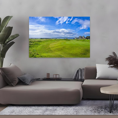 First Green And Clubhouse Of Royal Dornoch Championship Course, Dornoch, Sutherland, Highlands, Scotland Abstract Contemporary Architecture Landsca...