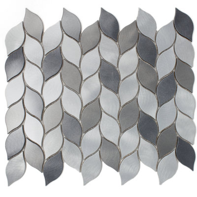 Supreme Tile Silvleaf 12.21 in. x 13.39 in. Geometric Matte Aluminum Mosaic Tile