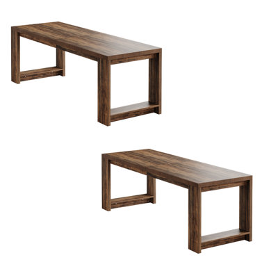 7 Ft Modern 2Pcs Rectangle Meeting Room Desk For Boardroom, Home Office Oak Conference Table For 6 To 8 People Sets Of 2