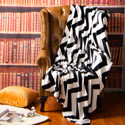 Flannel Blanket, Chevron Pattern, Soft - NTBAY