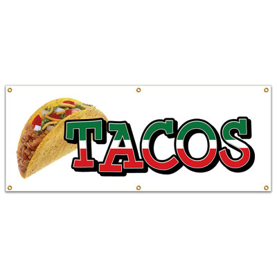 Tacos Banner Heavy Duty 13 Oz Vinyl With Grommets Single Sided
