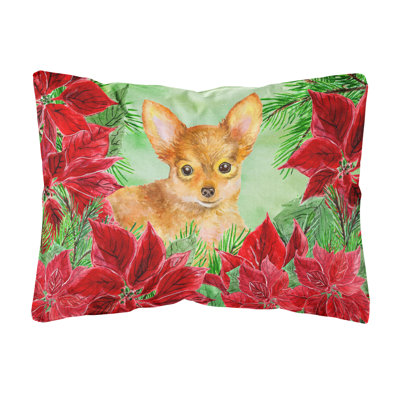  Coussin intérieur / extérieur Toy Terrier Poinsettias
