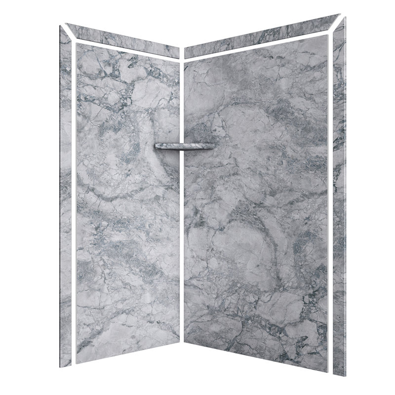 FlexStone Elegance 2-Panel 48"W x 36"D x 80"H Corner Shower Surround in Everest, Everest