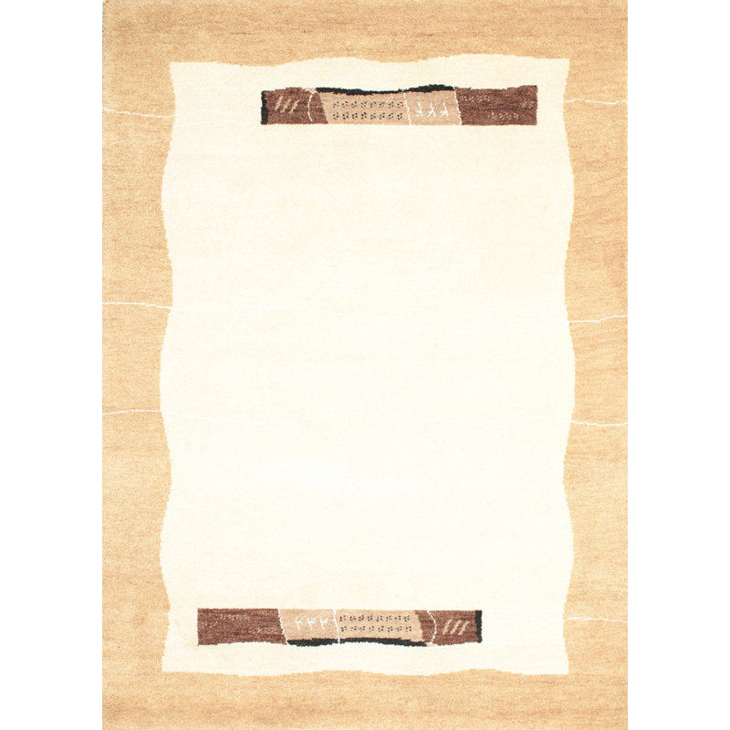 Tapis contemporain brun / crème, Rectangle 4 pi x 6 pi