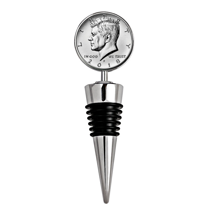 Silver JFK Half Dollar Coin Wine Bottle Stopper