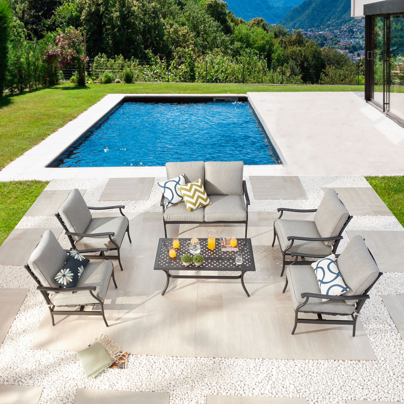 Gaitan 6 - Person Patio Conversation Set with Cushions, Gray