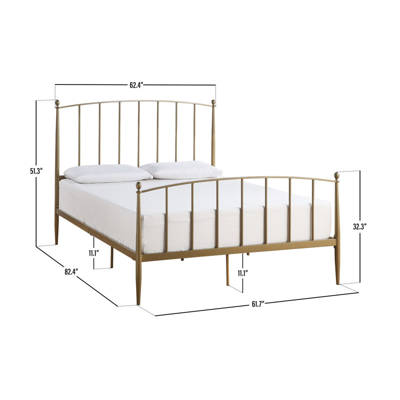 Marke Metal Slat Bed, Queen, Gold