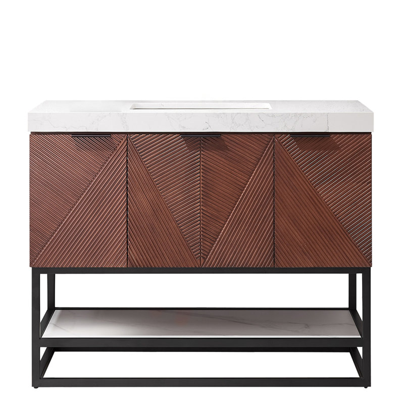 Mahon 42" Single Pedestal Vanity with Top, Noir mat, Noir mat