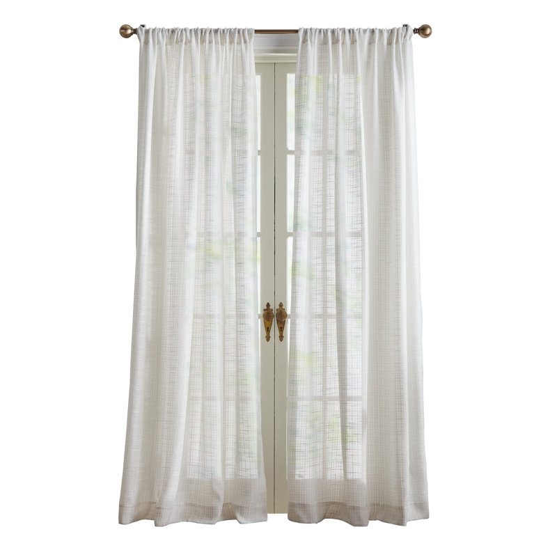 Sorbet Metallic 95" Pole Top Light Filtering Gold Curtain Panel Pair (Set of 2), 50"W x 95"L