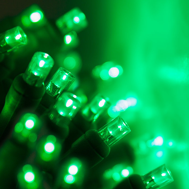 25' 50-Light Shatterproof Wide Angle LED Mini String Lights (End to End Connectable), Green