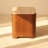 Ovelo Brown Oak Side Table with Travertine Top – Modern End Table with Shelf-336910407