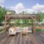Pavillon de jardin en forme de pergola 13 'X 6' 5 'avec toit en métal et ampoules et comptoirs de bar