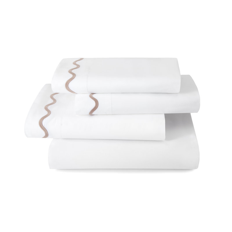 Ripple Bedding Flat Sheet, Twin Coverlet / Bedspread, White/Taupe
