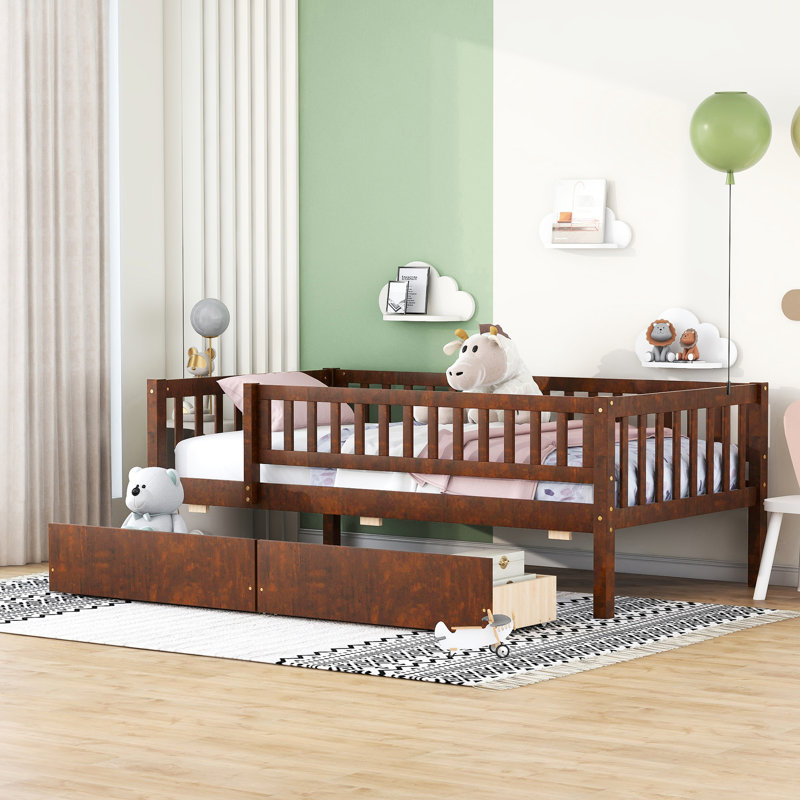 Lit de jour simple avec deux tiroirs - Finition noyer pour un look moderne, Twin, Walnut