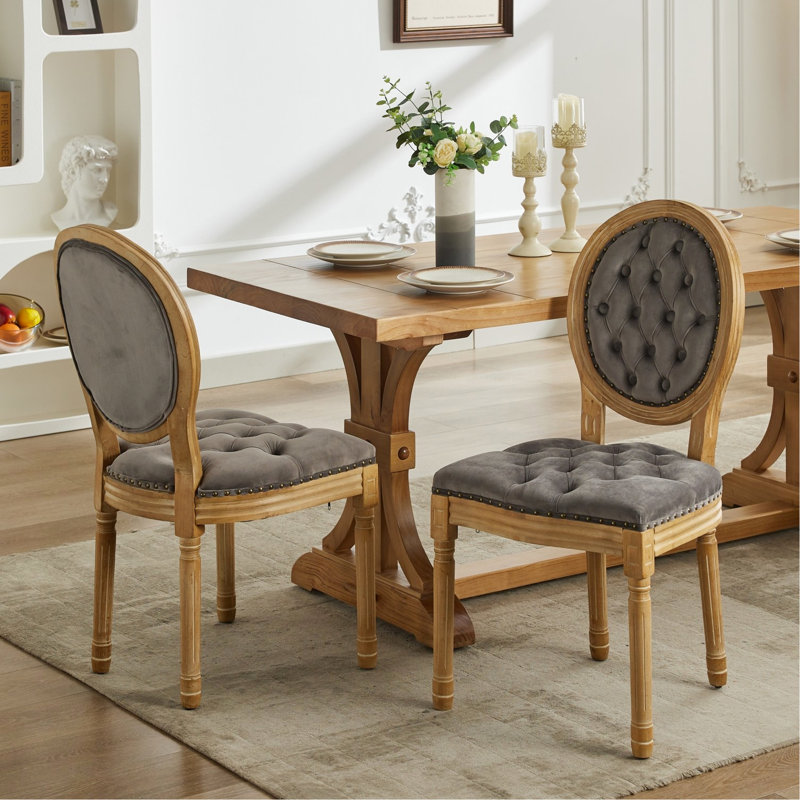 2 chaises de salle à manger en cuir artificiel en velours gris Sw1739gy avec structure en bois massif et hauteur réglable pour 2 chaises en cuir polyvalentes