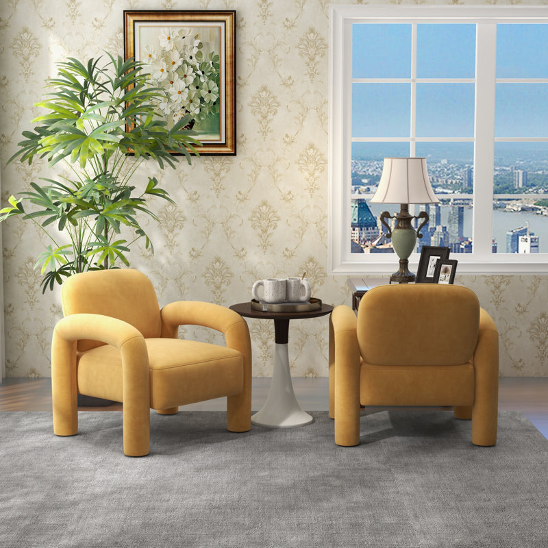 Velvet Armchair, Yellow