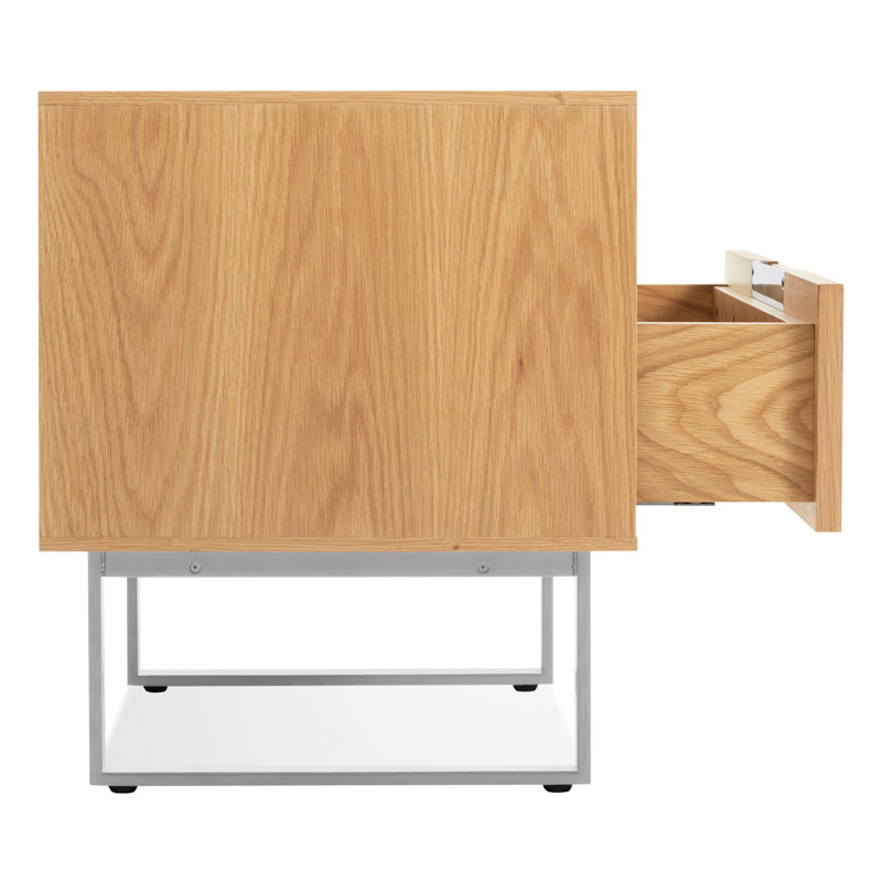Series 11 24'' W Metal Nightstand, Silver/White Oak