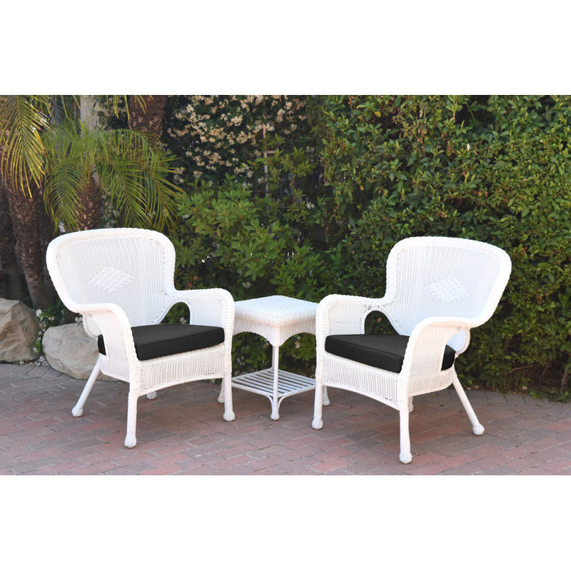 Batchelder 2 - Person Patio Conversation Set with Cushions, Black, White