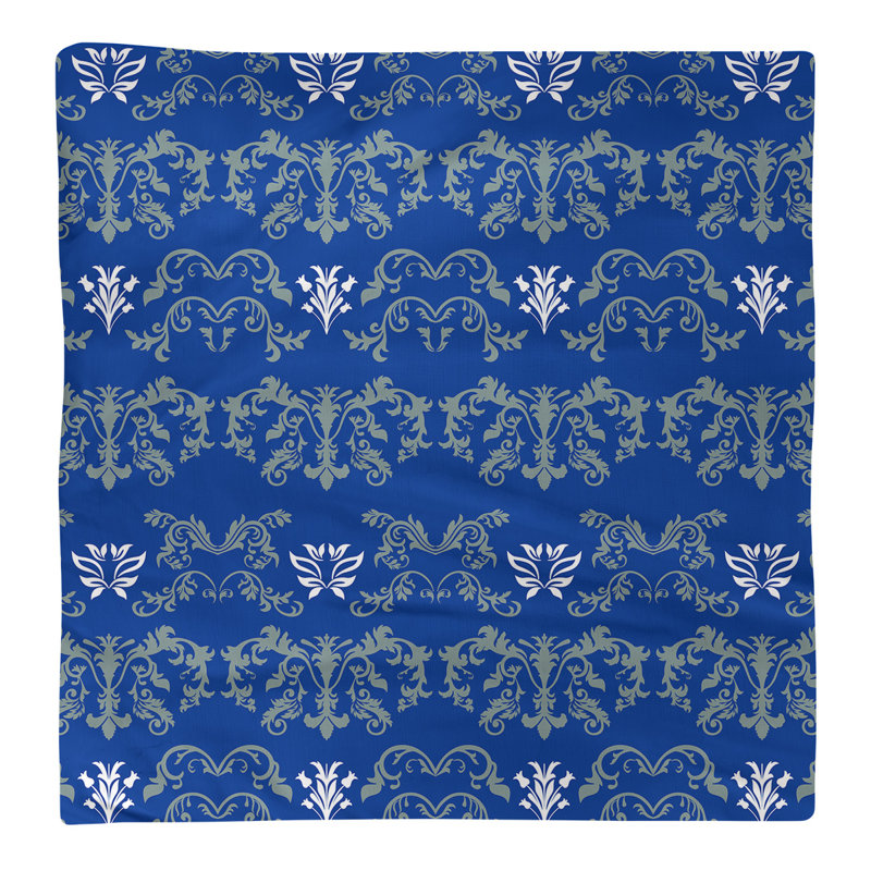 Damask Square Napkin, Silver Green/Royal Blue/White, Polyester, 10" W x 10" L