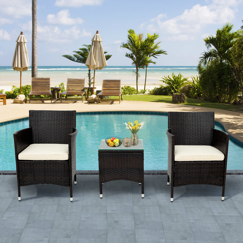 Falsterbo 2 Seater Rattan Conversation Set, Brown