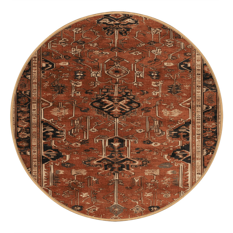 Tapis brun lavable à la machine, Rond 3 pi