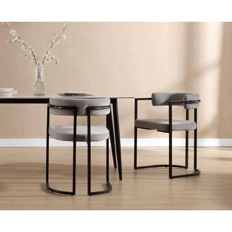 Chaise avec accoudoirs à dossier bas Jesean, Gris, Noir, noir, noir, noir