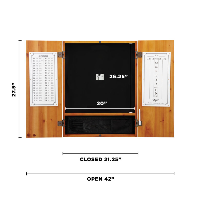 Viper Oak Cabinet Dartboard Set with Sisal and Steel Tip Darts