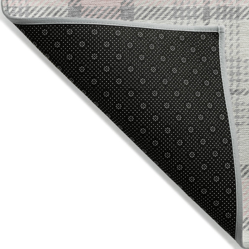 Tapis d'intérieur lavable à carreaux rose 10 pi x 14 pi
