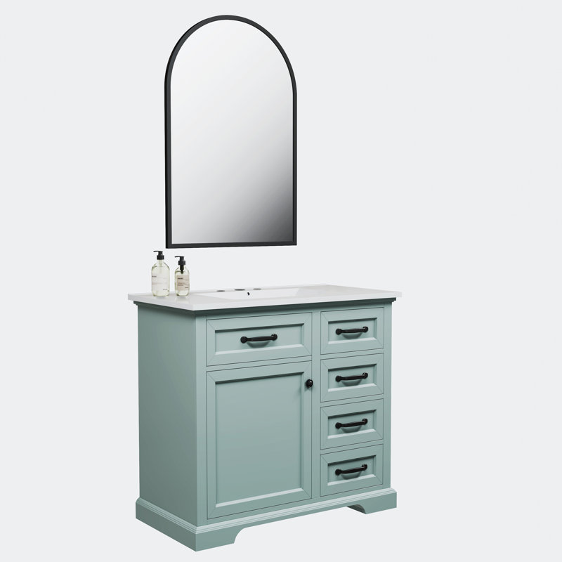 36" Bathroom Vanity With Mirror, Gray