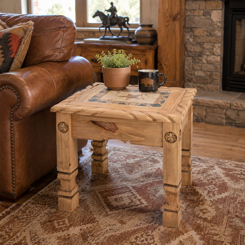 Table de bout rustique en pierre et étoile avec détails en corde