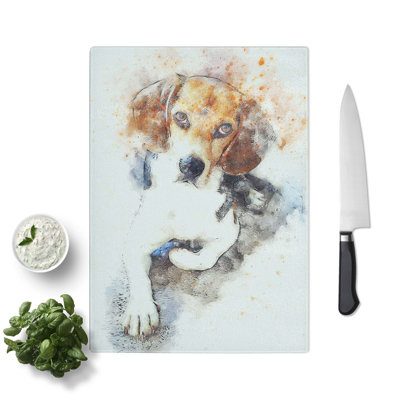 Tempered Glass Beagle Dog Chopping Board