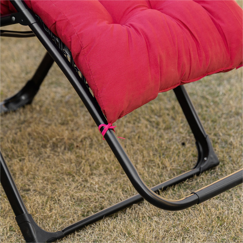 Outsunny Zero Gravity Chair, Folding Reclining Lounge Chair with Padded Cushion, Side Tray for Indoor and Outdoor, Supports up to 264 lbs., Red